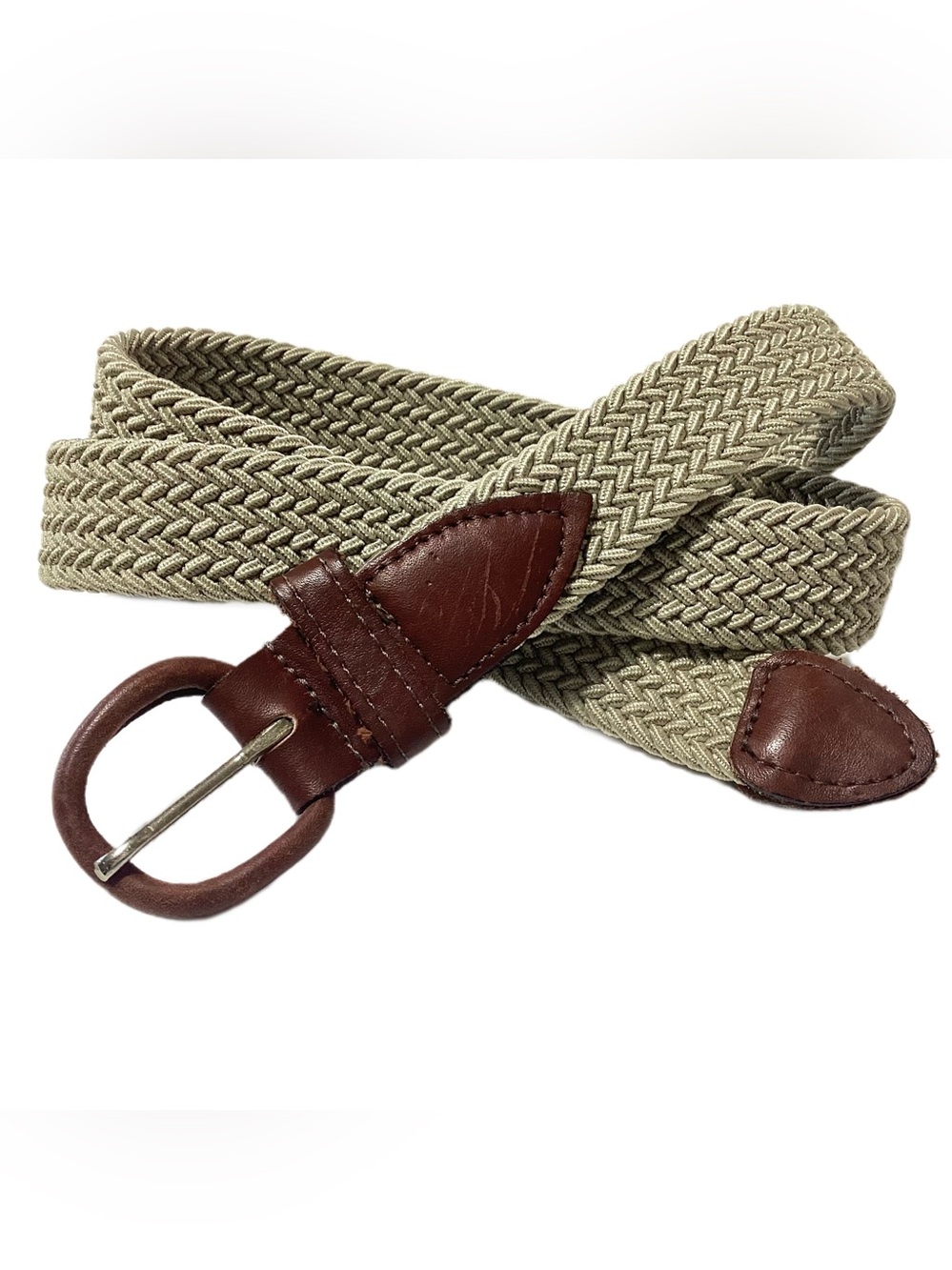 Thomas Bates Woven Webbed Leather Accent Belt Men’s M